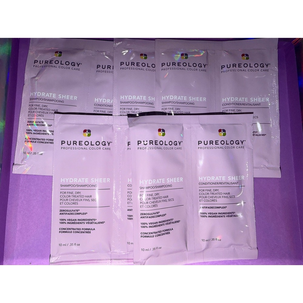 Pureology Hydrate Sheer Shampoo Conditioner Packets travel Sulfate-Free 5 sets
